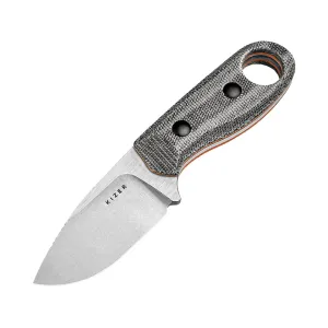 Kizer Beaver Fixed Blade Knife 2.75" Drop Point Nitro-V Satin Blade Micarta Handle Black