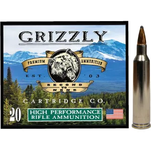 Grizzly Cartridge High Performance Rifle 22-250 Remington Ammo 55 Grain Jacketed Soft Point Box of 20