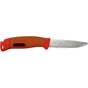 Morakniv Companion Spark Emergency Fixed Blade Knife 3.89" Partially Serrated Drop Point Stainless Steel Polished Blade TPE Handle Red