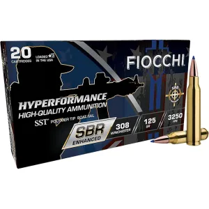 Fiocchi Hyperformance SBR Enhanced 308 Winchester Ammo 125 Grain Polymer Tip Box of 20