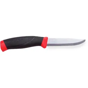 Morakniv Companion Rescue SRT Fixed Blade Knife 3.75" Partially Serrated Drop Point Stainless Steel Polished Blade TPE Handle Black/Red