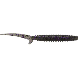 Big Bite Baits Scentsation Thresher Worm 4" Smoke Black Purple Flake