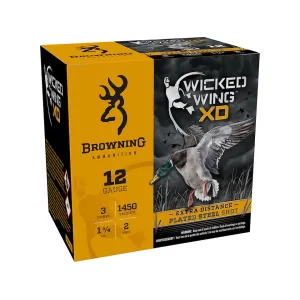 Browning Wicked Wing XD Waterfowl 12 Gauge Ammo 3" #2 Steel Shot 1-1/4 oz Case of 250 (10 Boxes of 25)