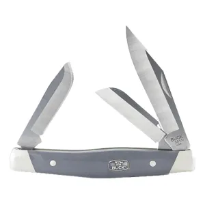 Buck Knives 301 Stockman Pocket Knife 2.875" Clip, Sheepfoot and Spey 420HC Satin Blade Polymer Handle Gray