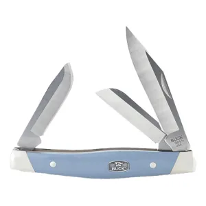 Buck Knives 301 Stockman Pocket Knife 2.875" Clip, Sheepfoot and Spey 420HC Satin Blade Polymer Handle Blue