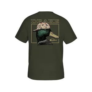Drake Men's Back Cap Mallard Short Sleeve T Shirt Deep Depths Dark Heather 2XL