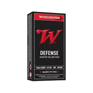 Winchester Defense 9mm Luger Ammo 147 Grain Jacketed Hollow Point Case of 500 (10 Boxes of 50)