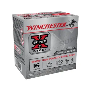Winchester Super X Xpert Game and Target 16 Gauge Ammo 2-3/4" #6 Steel Shot 15/16 oz Case of 250 (10 Boxes of 25)