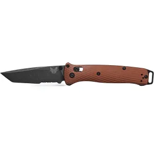 Benchmade Bailout Pocket Knife 3.38" Tanto Point CPM MagnaCut Black DLC Battlewash Partially Serrated Blade Aluminum Handle Burnt Copper