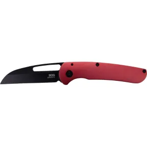 SOG Escape FL Pocket Knife 3" Sheepsfoot 9Cr13CoMoV Black Blade Stainless Steel Handle Red