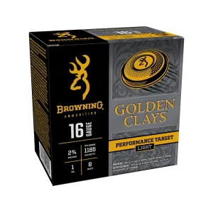 Browning Golden Clays 16 Gauge Ammo 2-3/4" #8 Lead Shot 1 oz Case of 250 (10 Boxes of 25)