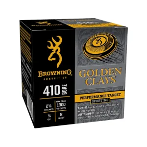Browning Golden Clays 410 Ammo 2-1/2" #8 Lead Shot 1/2 oz Case of 250 (10 Boxes of 25)
