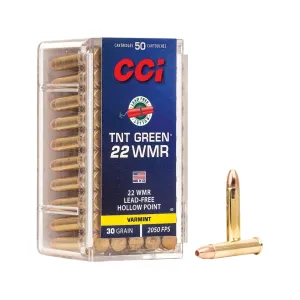 CCI 22 Winchester Magnum Rimfire (WMR) Ammo 30 Grain Speer TNT Green Jacketed Hollow Point Box of 500 (10 Boxes of 50)
