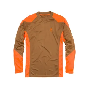 Browning Men's NTS Upland Long Sleeve Crew Neck Shirt Tan/Blaze 2XL