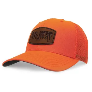 MidwayUSA Richardson 882 Leather Patch Blaze Orange Trucker Hat