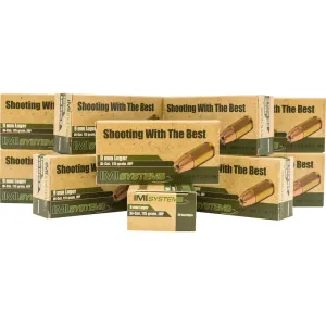 IMI 9mm Luger Ammo 115 Grain Jacketed Hollow Point Box of 500 (10 Boxes of 50)