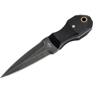 Boker Knives Pocket Rocket Fixed Blade Knife 2.76" Dagger D2 Black Blade G-10 Handle Black