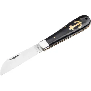 Boker Knives History Knife & Tool Anchor Knife Pocket Knife 3.15" Drop Point 1.4116 Satin Blade Ebony Wood Handle Black