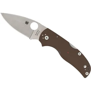 Spyderco Native 5 Sprint Run Pocket Knife 2.95" Drop Point CPM 15V Stonewashed Blade G-10 Handle Brown