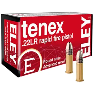 Eley Tenex Rapid Fire Pistol 22LR Ammo 40 Grain Round Nose Box of 500 (10 Boxes of 50)