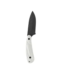 Skallywag Tactical Fireside Pro Fixed Blade Knife 2.75" Drop Point 420 Black PVD Blade G-10 Handle White
