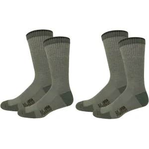 MidwayUSA Men's Lightweight Crew Hunting Socks Merino Wool Green/Brown Large (9-12) 2 Pairs