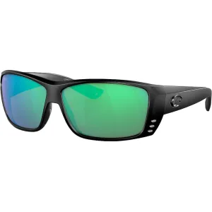 Costa Del Mar Men's Cat Cay Polarized Sunglasses Blackout Frame Green Mirror Glass Lens
