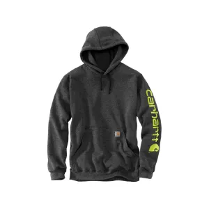 Carhartt Men's Loose Fit Midweight Logo Sleeve Graphic Hoodie Carbon Heather 2XL