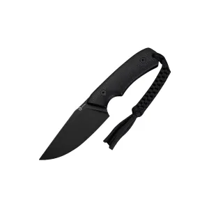 CIVIVI Gander Fixed Blade Knife 3.63" Drop Point Sandvik 14C28N Black Stonewash Blade Canvas Micarta Handle Black