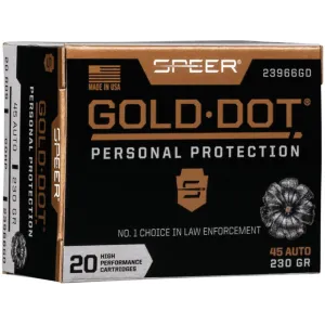 Speer Gold Dot 45 ACP Ammo 230 Grain Bonded Jacketed Hollow Point Case of 200 (10 Boxes of 20)