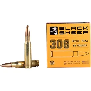 Black Sheep 308 Winchester Ammo 147 Grain Full Metal Jacket Box of 25
