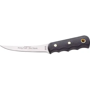 Knives of Alaska Professional Boning Knife Fixed Blade Knife 5" Boning D2 Bead Blasted Blade SureGrip Handle Black