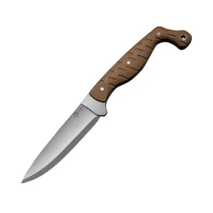 CIVIVI MDRN Hunter Fixed Blade Knife 4.12" Drop Point Nitro-V Satin Blade G-10 Handle Brown