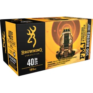 Browning FMJ 40 S&W Ammo 165 Grain Full Metal Jacket Case of 500 (5 Boxes of 100)