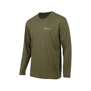 Beretta Men's Wing Drop Long Sleeve Crew Neck T Shirt Heather Military Green Large