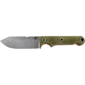 White River Knives Firecraft 4 Fixed Blade Knife 4" Drop Point CPM S35VN Stonewashed Blade Micarta Handle Green