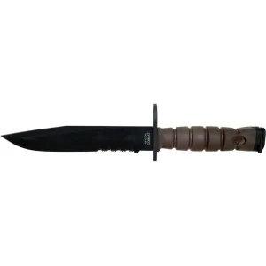 Ontario Mil-Spec OKC 3S USMC Bayonet 8" Serrated Drop Point 1095 Black Carbon Steel Blade Dynaflex Handle Brown