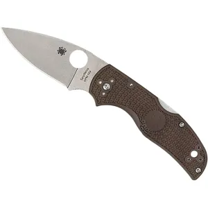 Spyderco Native 5 Lightweight Sprint Run Pocket Knife 2.95" Drop Point CPM 15V Stonewashed Blade Fiberglass Reinforced Nylon (FRN) Handle Brown