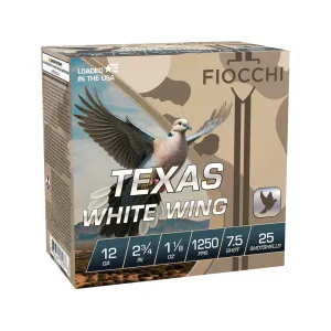 Fiocchi Texas White Wing 12 Gauge Ammo 2 3/4" #7-1/2 Lead Shot 1-1/8 oz Box of 100