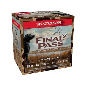 Winchester Final Pass 20 Gauge Ammo 3" #2-1/2 and #4 Steel Shot 1 oz Case of 250 (10 Boxes of 25)