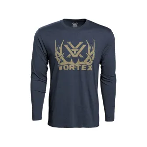 Vortex Optics Men's Full Tine Long Sleeve Crew Neck T Shirt Navy Heather XL