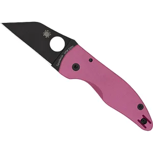 Spyderco Microjimbo Sprint Run Pocket Knife 2.45" Wharncliffe CPM S30V Black DLC Blade G-10 Handle Pink