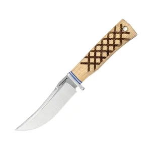 Condor Knives Woodspirit Hiker Fixed Blade Knife 4.13" Upswept Sandvik 14C28N Satin Blade American Hickory Handle Hickory