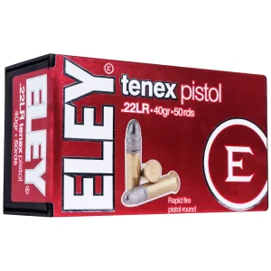 Eley Tenex Pistol 22LR Ammo 40 Grain Round Nose Box of 500 (10 Boxes of 50)