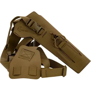 Cole-Tac Varmint Wrangler Chest Holster Right Hand Browning Buck Mark, Ruger Mark I, II, III, IV, S&W M&P Rimfire Nylon Coyote Brown