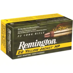 Remington Yellow Jacket 22LR Ammo 33 Grain Plated Truncated Cone Hollow Point Box of 500 (10 Boxes of 50)