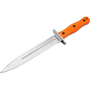 Boker Knives HL Boar Dagger Fixed Blade Knife 9.02" Dagger 440C Satin Blade TPR Overmold Handle Orange