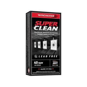 Winchester Super Clean NT 40 S&W Ammo 120 Grain Winchester Super Clean Full Metal Jacket Lead Free Case of 500 (10 Boxes of 50)