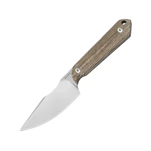 Kizer Harpoon Mini Fixed Blade Knife 3" Drop Point AEB-L Stonewashed Blade Canvas Micarta Handle Natural