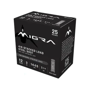 Migra Steel Waterfowl 12 Gauge Ammo 3" #4 and #6 Steel Shot 1-1/4 oz Box of 25